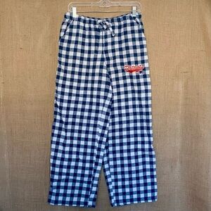 NFL PATRIOTS Team Apparel Flannel Lounge Bottoms Blue White Check Women’s Small